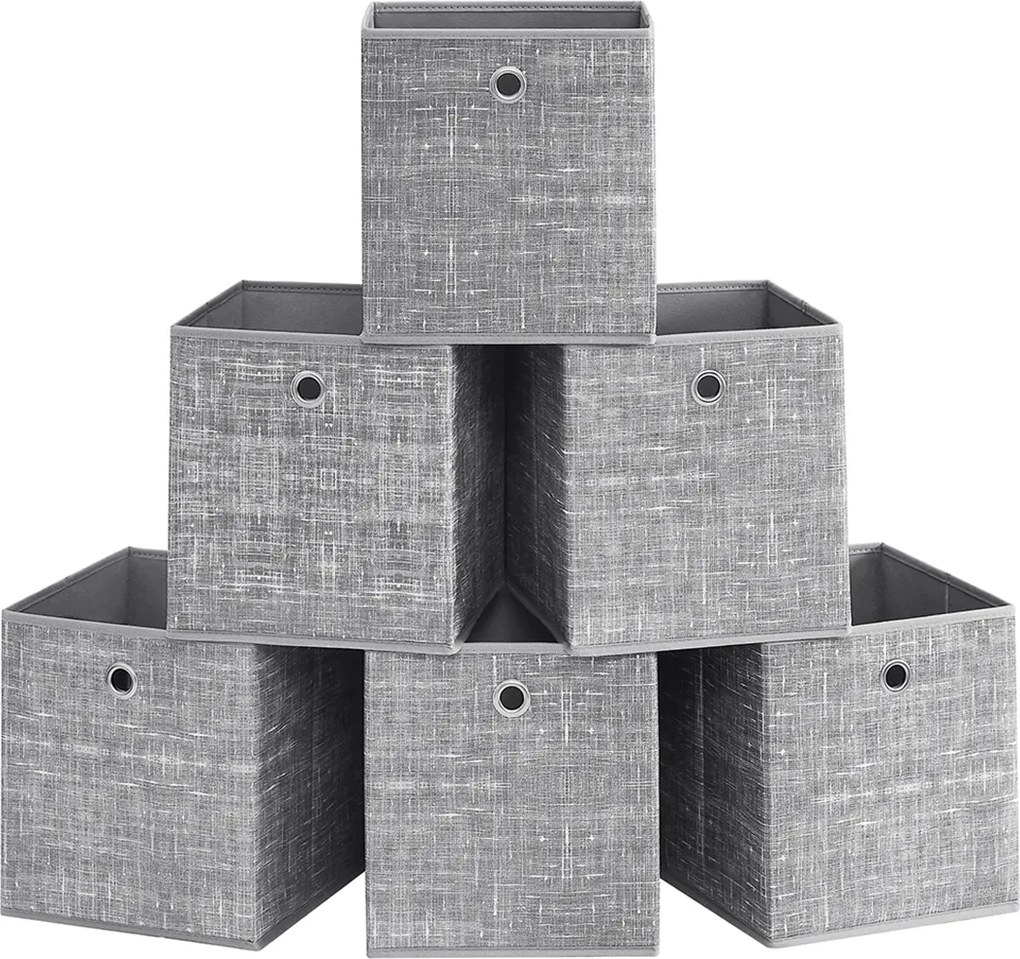 Conjunto de 6 Caixa de armazenamento 26 cm, cinza mesclado