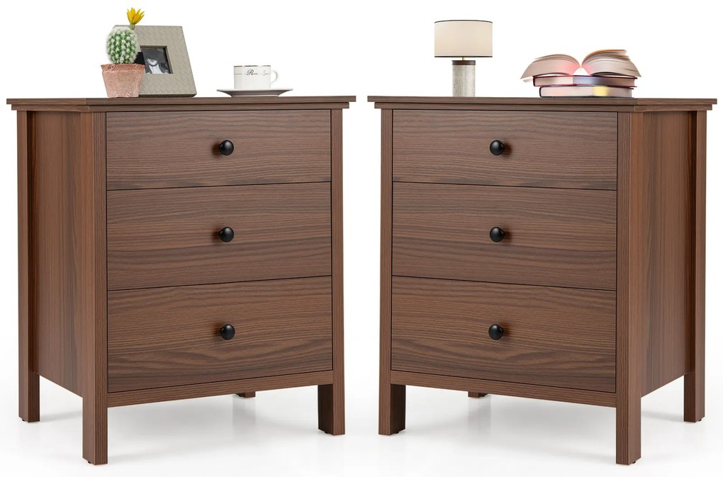 Mesa de cabeceira moderna de meados do século com prateleiras abertas - marrom