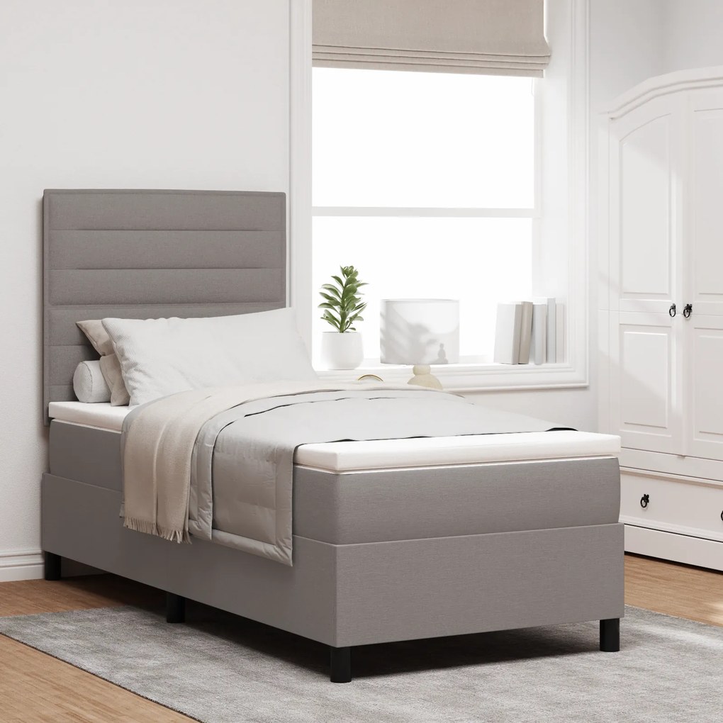 Cama Box Spring com Colchão Taupe 80x200 cm Tecido