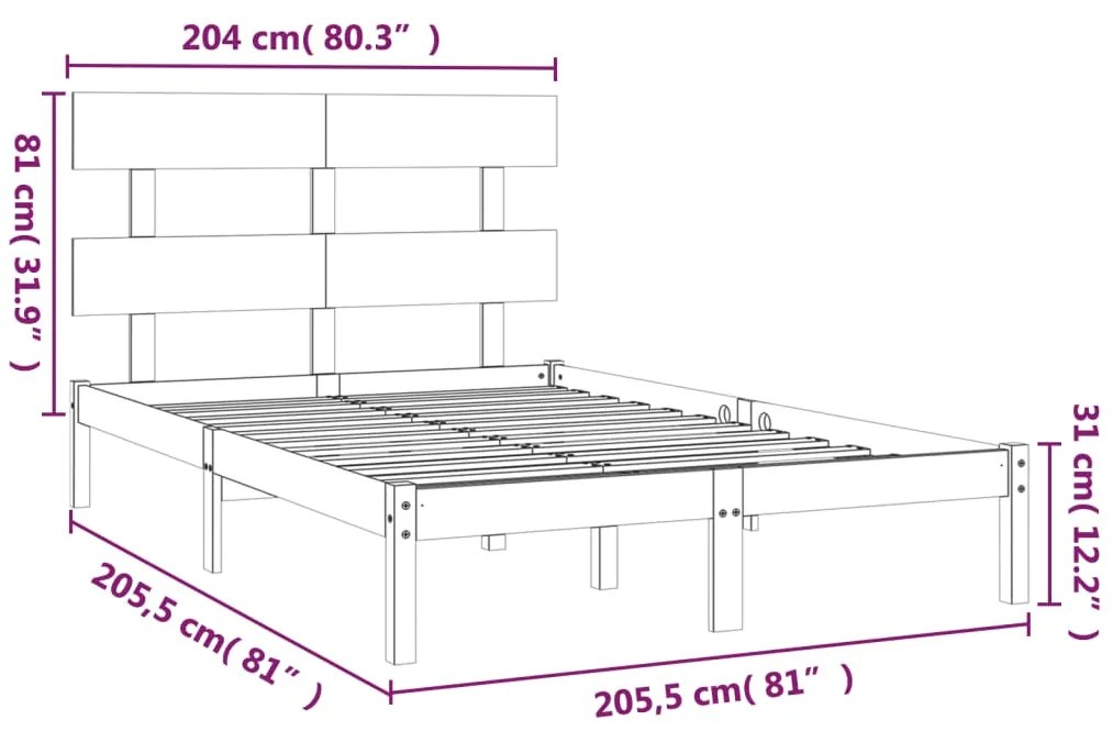 Estrutura de cama 200x200 cm madeira maciça castanho mel