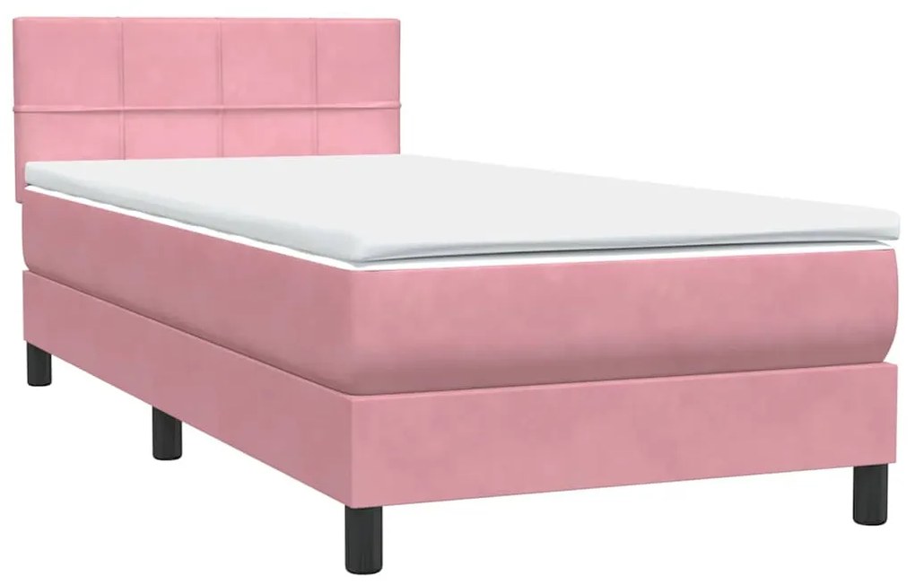 Cama com molas/colchão 80x220 cm veludo rosa
