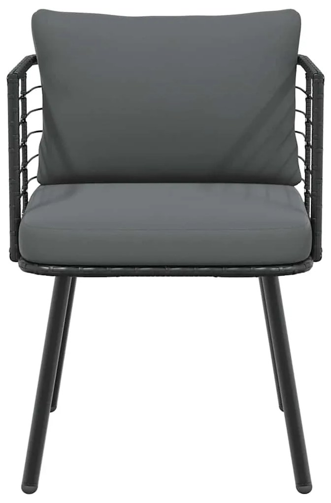 Cadeiras de jardim com almofadões 2 pcs vime PE preto