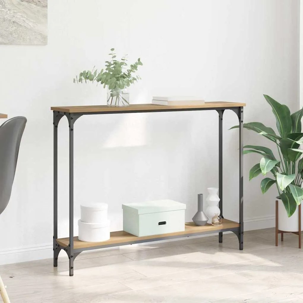 vidaXL Aparador com prateleira Carvalho Artesanal 100 x 22,5 x 75 cm