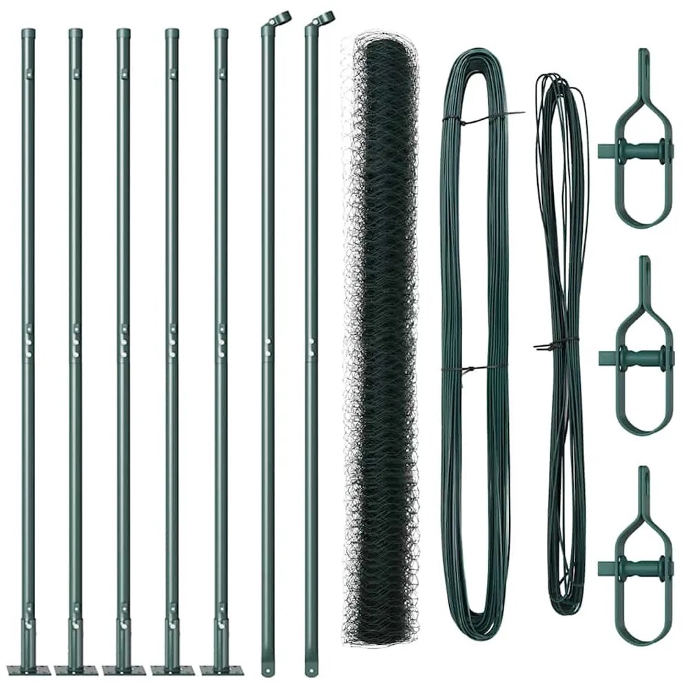 Cerca Hexagonal vidaXL Verde 1,5x10 m Aço