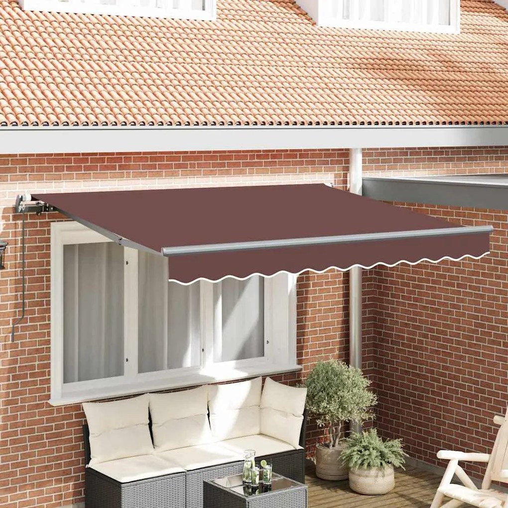 vidaXL Toldo Retrátil Manual Marrom e Antracite