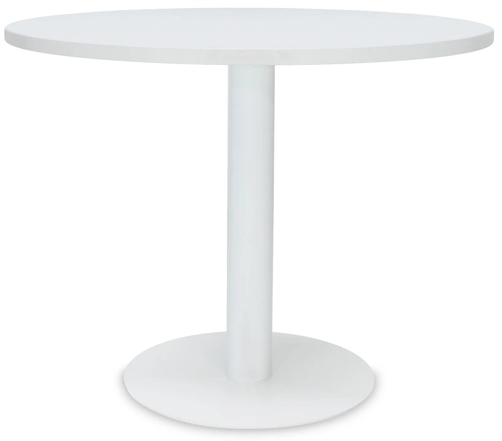 Mesa de Reunião Redonda 1200x750 mm – Tampo Branco em Melamina, Estrutura Branco