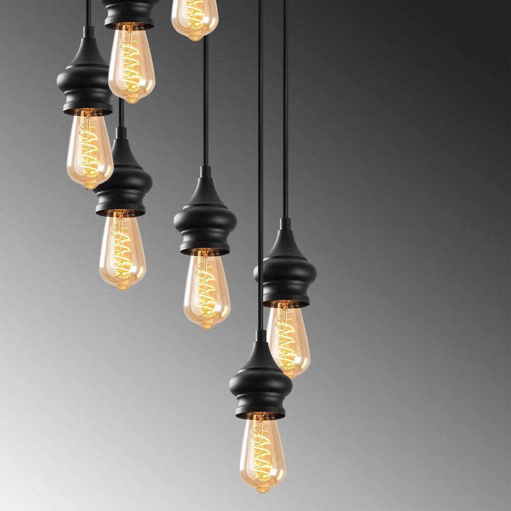 Candeeiro Chandelier Alaaddin – Preto – 44 x 44 cm