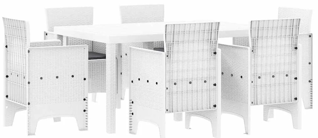 Conjunto de Jantar de Jardim 7 pcs Branco Rattan / Vime