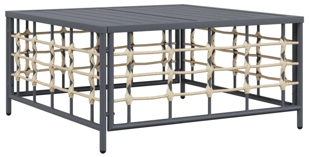 7 pcs conjunto lounge de jardim c/ almofadões vime PE antracite