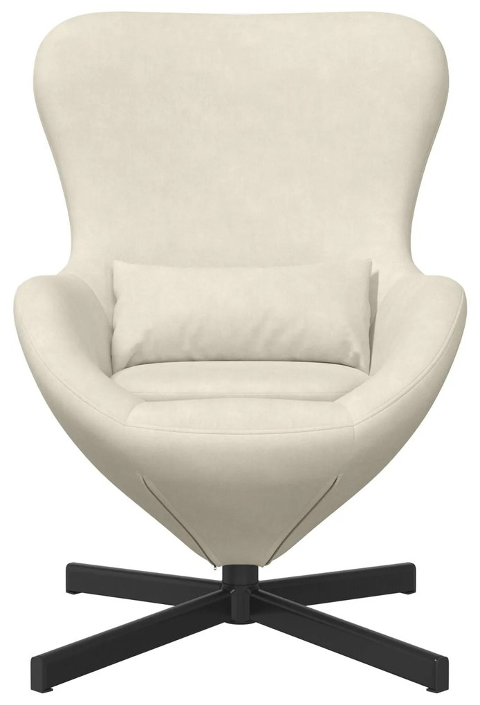 Cadeira de Ovo vidaXL Veludo Creme