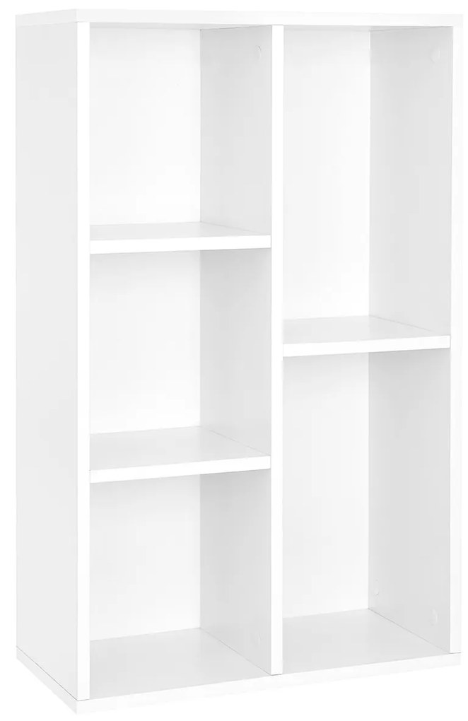 Estante VASAGLE, estante de madeira para crianças com 5 compartimentos, unidade de armazenamento de chão para arquivos, decoração, quarto infantil, 50 x 24 x 80 cm, branco LBC25WT