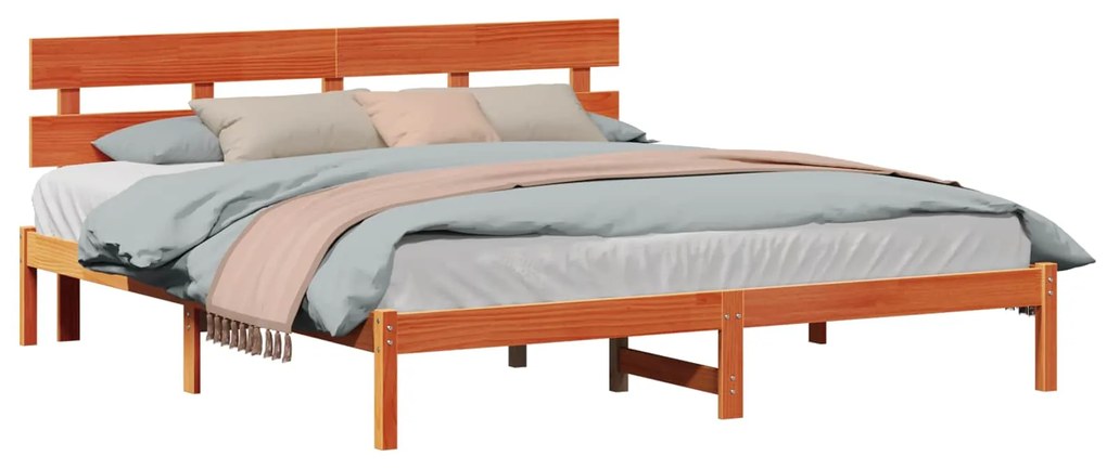 vidaXL Estrutura da Cama Castanho 200 x 200 cm Madeira de pinho maciça
