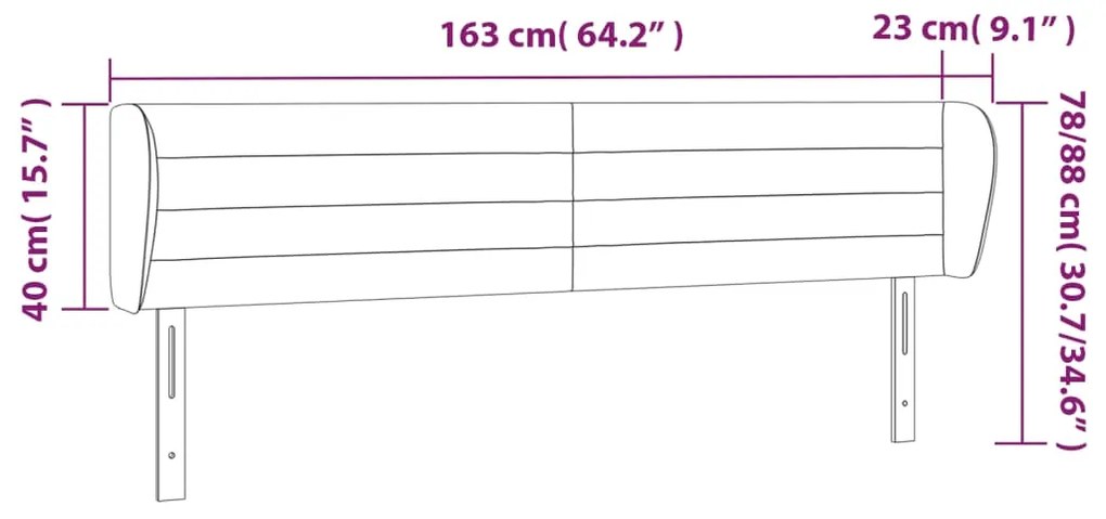 Cabeceira cama abas tecido 163x23x78/88 cm cinzento-acastanhado