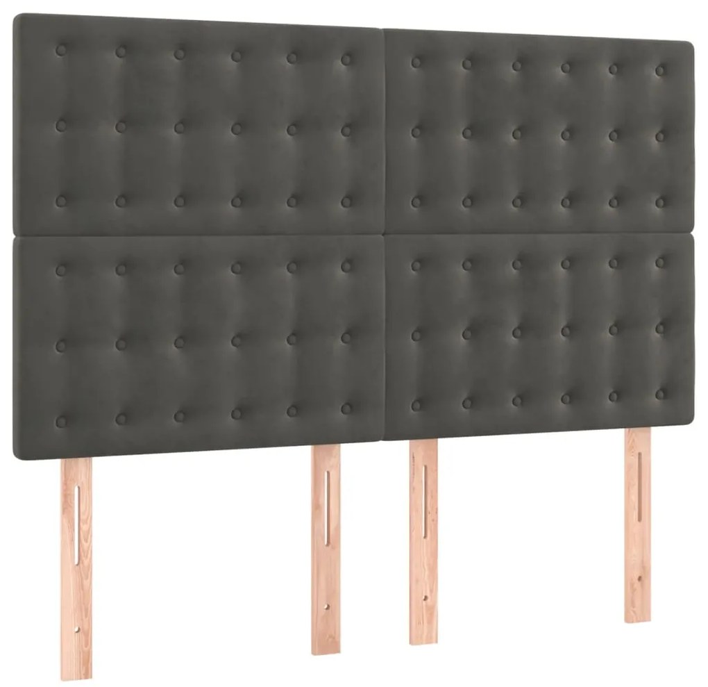 Cama com molas/colchão 140x190 cm veludo cinzento-escuro