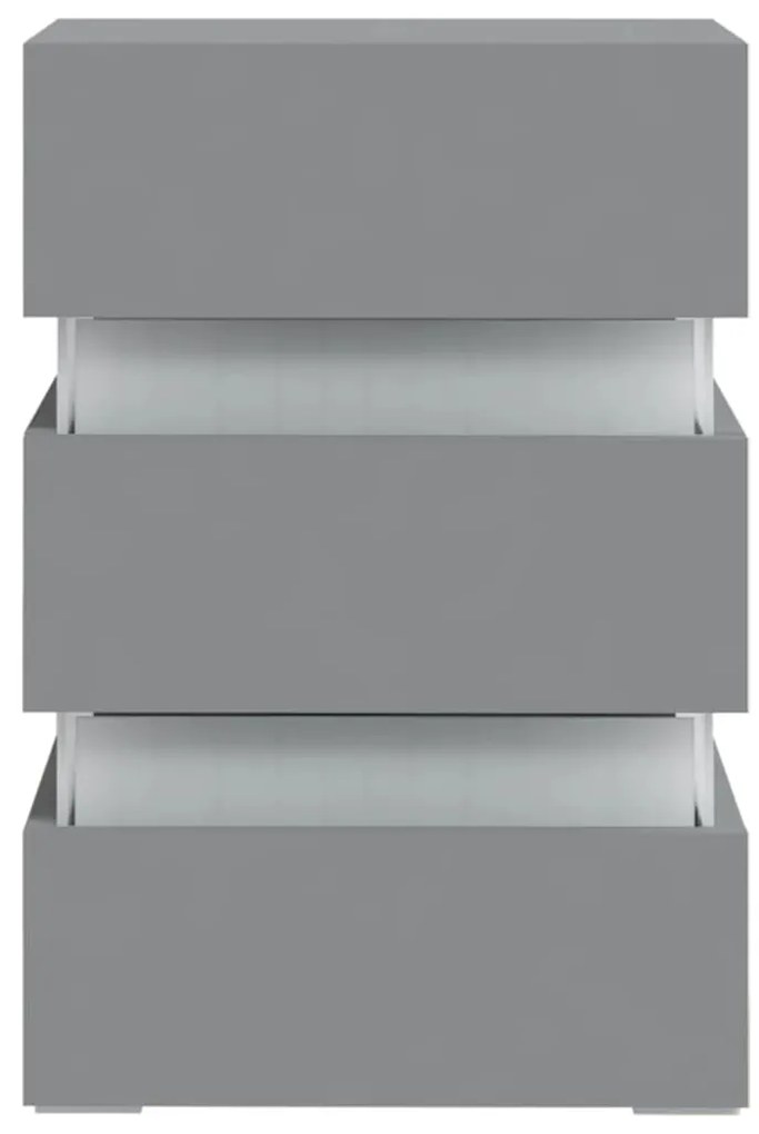 Mesa de cabeceira c/ luzes LED derivados de madeira cinza