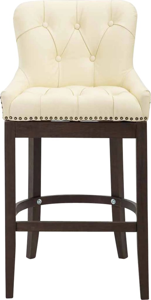 Banco de bar Lakewood em couro verdadeiro, creme