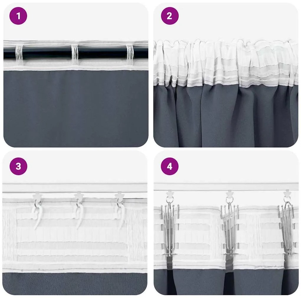 Cortinas 2 pcs Cinzento-escuro 260 x 140 cm Poliéster