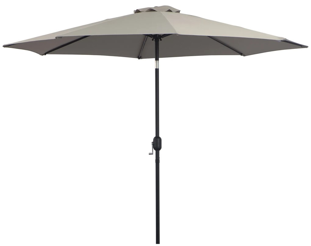 Outsunny Chapéu de Sol de Jardim Ø295x250 cm com Manivela Chapéu de Sol Exterior com Mecanismo de Inclinação e Mastro Desmontável de Metal para Terraço Piscina Pátio Cinza