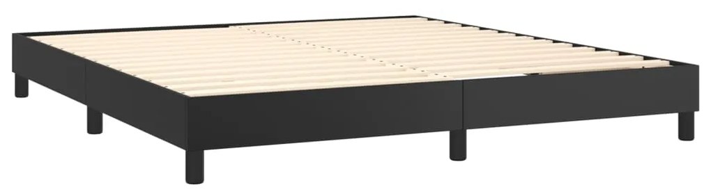 Cama box spring c/ colchão/LED 180x200cm couro artificial preto