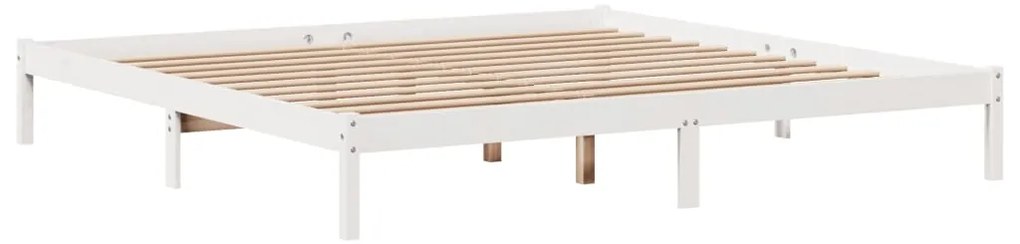 Cama sem colchão 200x200 cm madeira de pinho maciça branco