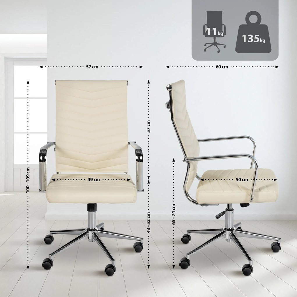 Cadeira de Escritório Canby de Couro Sintético Creme