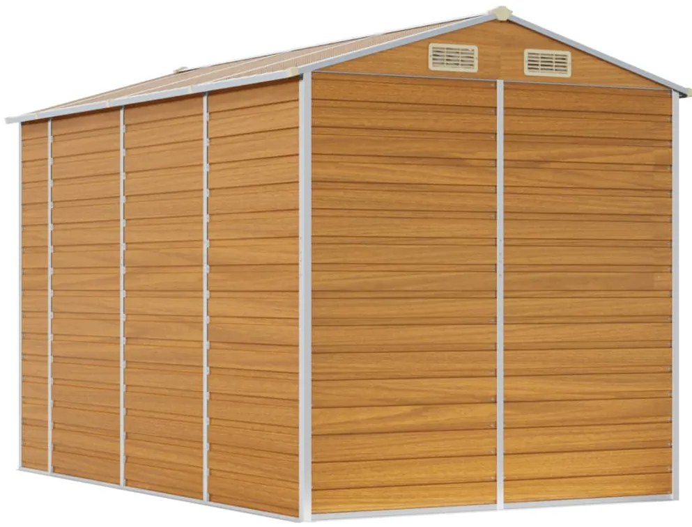 Abrigo de jardim 191x300x198 cm aço galvanizado castanho-claro