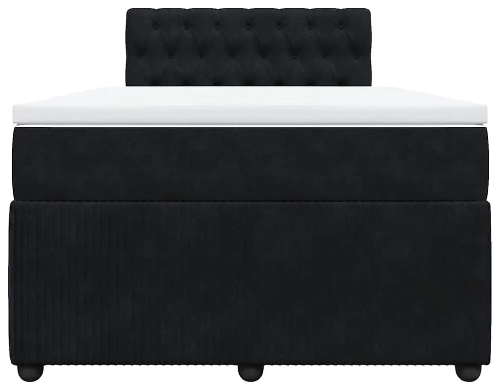 Cama boxspring com colchão 120x200 cm veludo preto