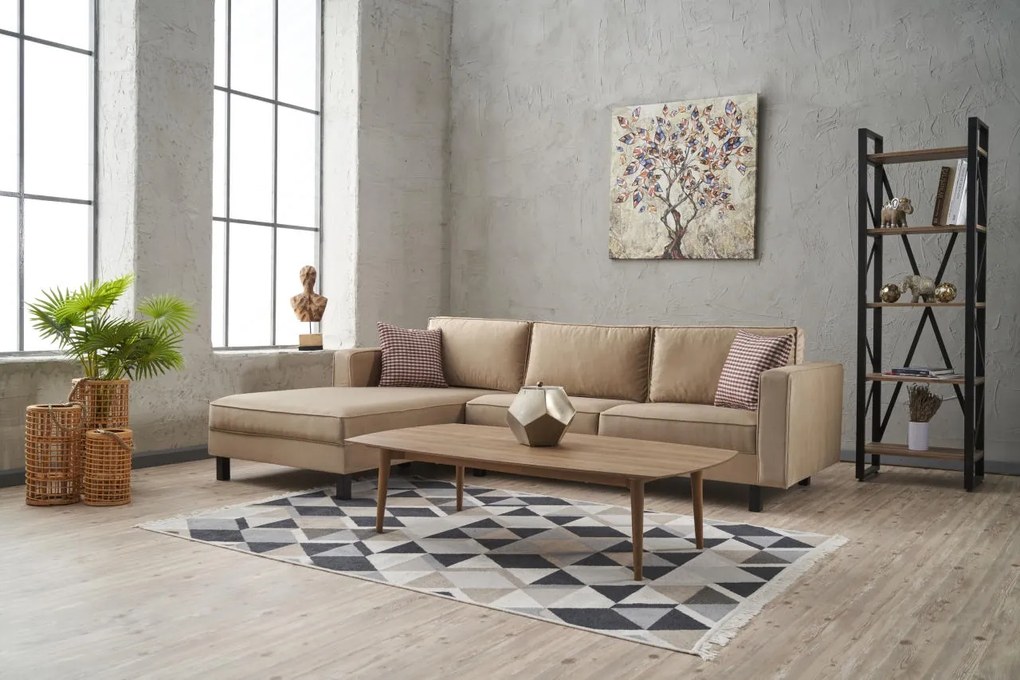 Sofá de Canto Kale – Creme – 258x83x181 cm