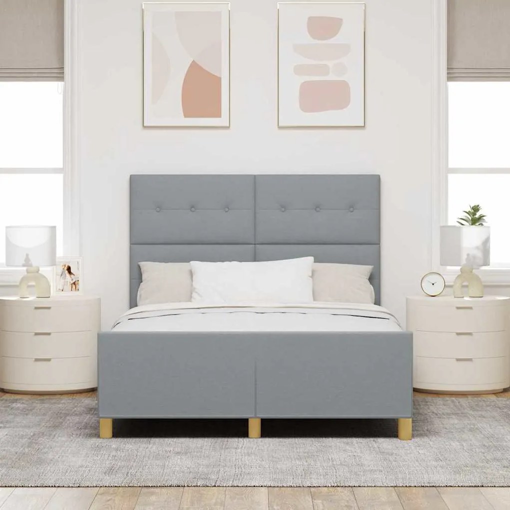 Cama vidaXL Cinza Claro 160x200 cm em Tecido