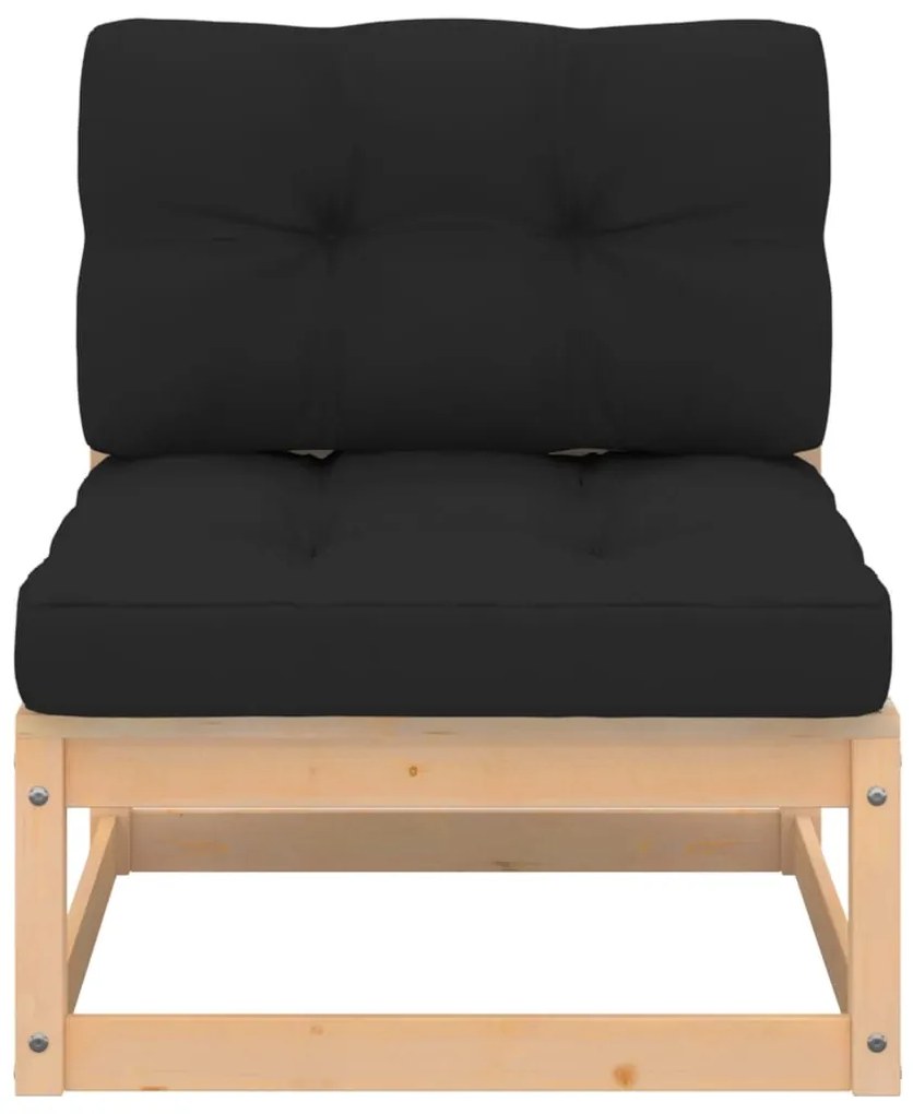 6 pcs conjunto lounge de jardim c/ almofadões pinho maciço