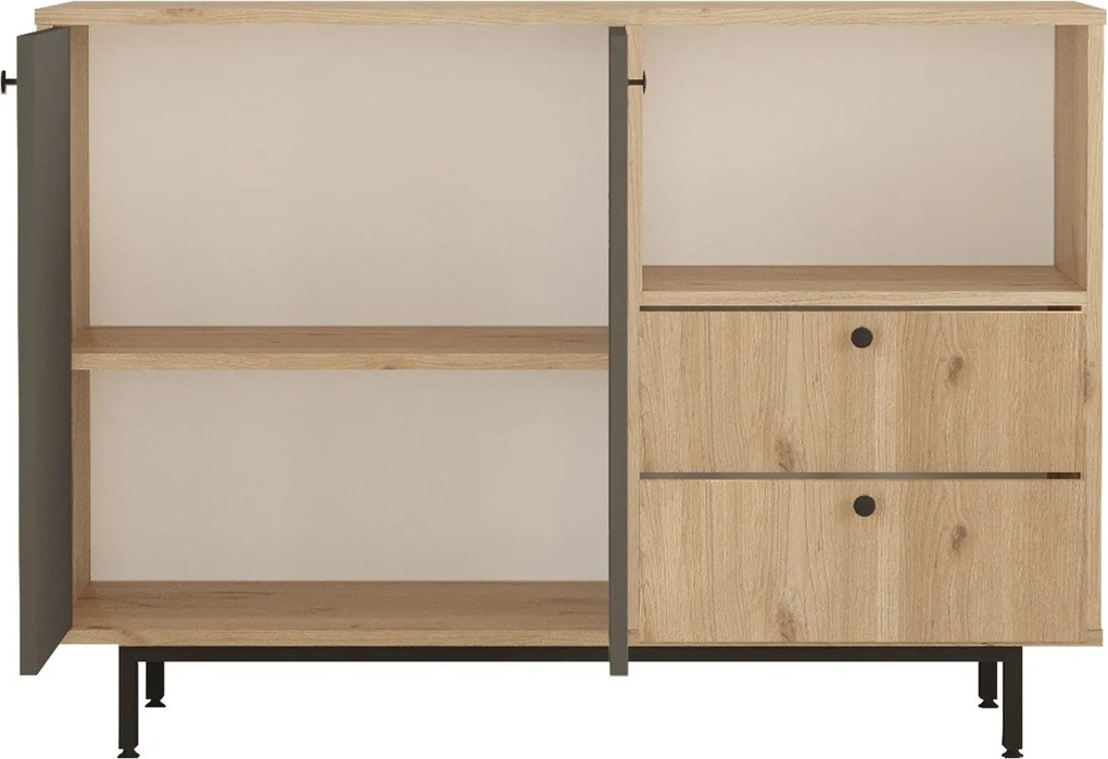 Aparador de cozinha "Toledo" - Carvalho e Antracite - 120x85x35.5cm -