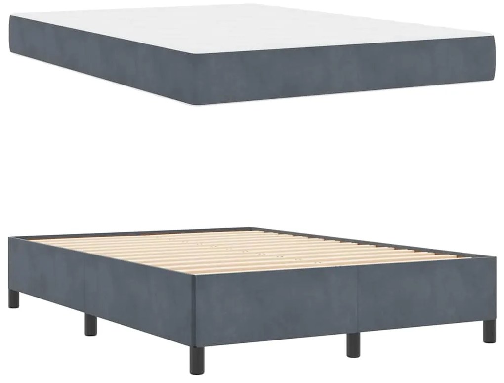Estrutura da Cama Branco e Cinza Claro 140 x 190 cm Veludo