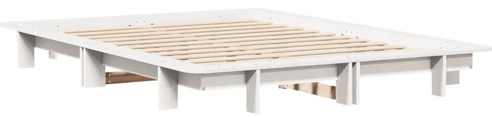 Cama sem colchão 150x200 cm madeira de pinho maciça branco