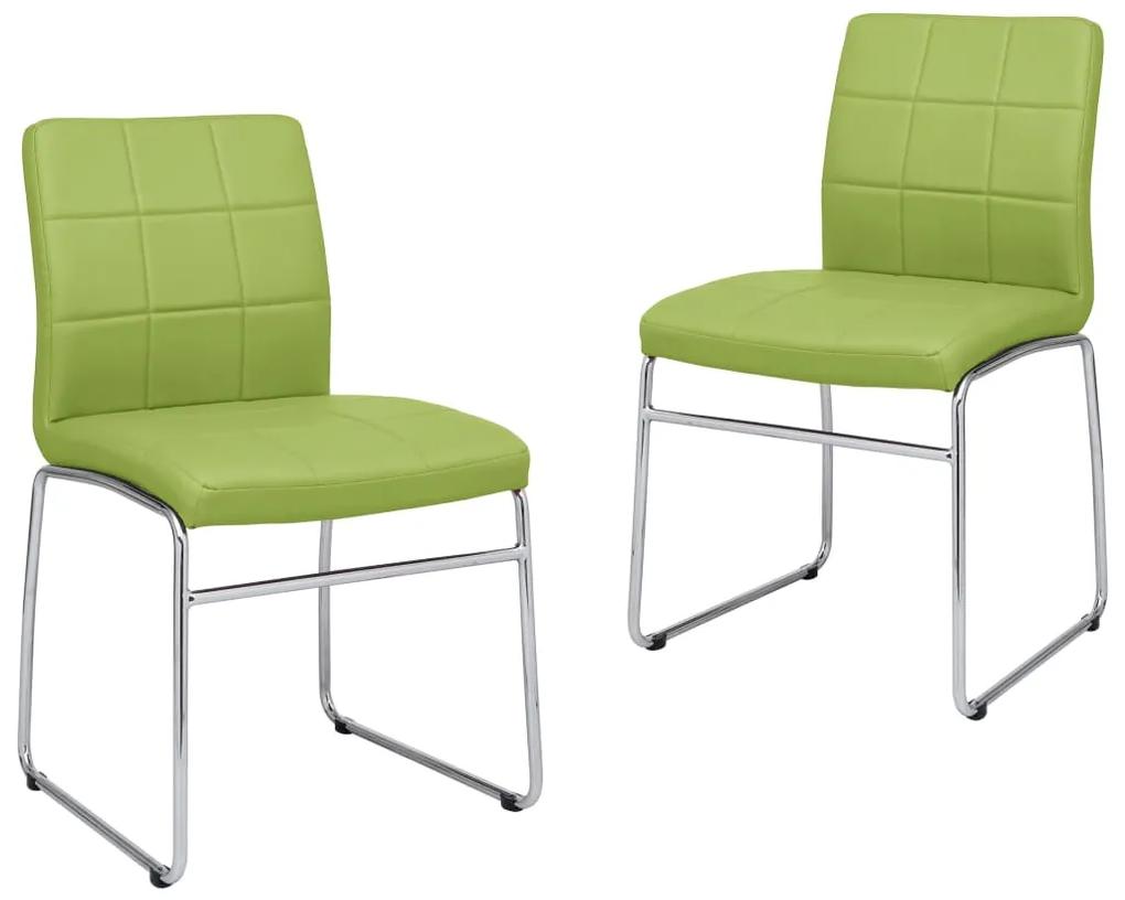 282950 vidaXL Cadeiras de jantar 2 pcs couro artificial verde
