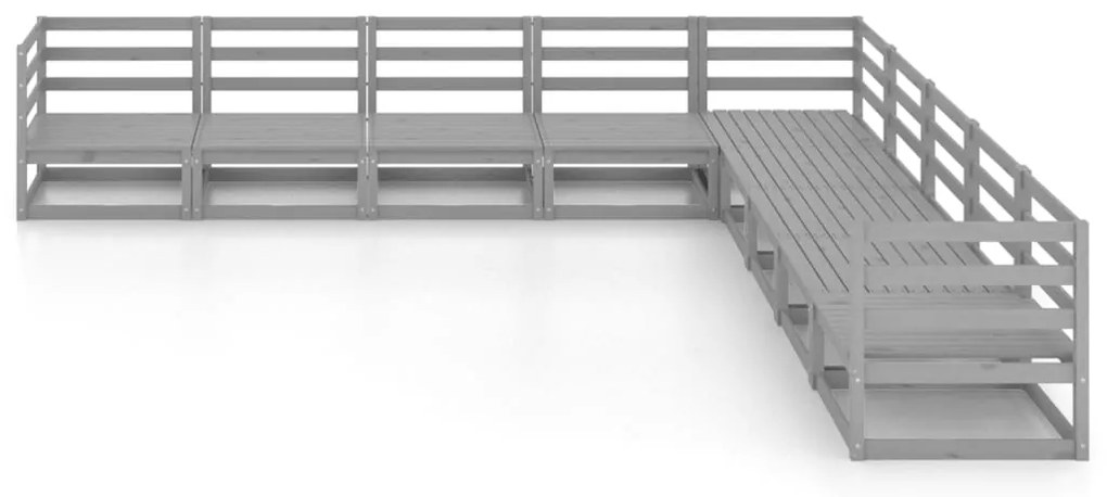 9 pcs conjunto lounge de jardim pinho sólido cinzento