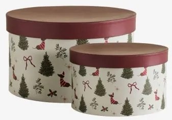 Conjunto De 2 Caixas De Presente De Natal Brenor Verde Oliva Intenso - Vermelho Vinho - Sklum