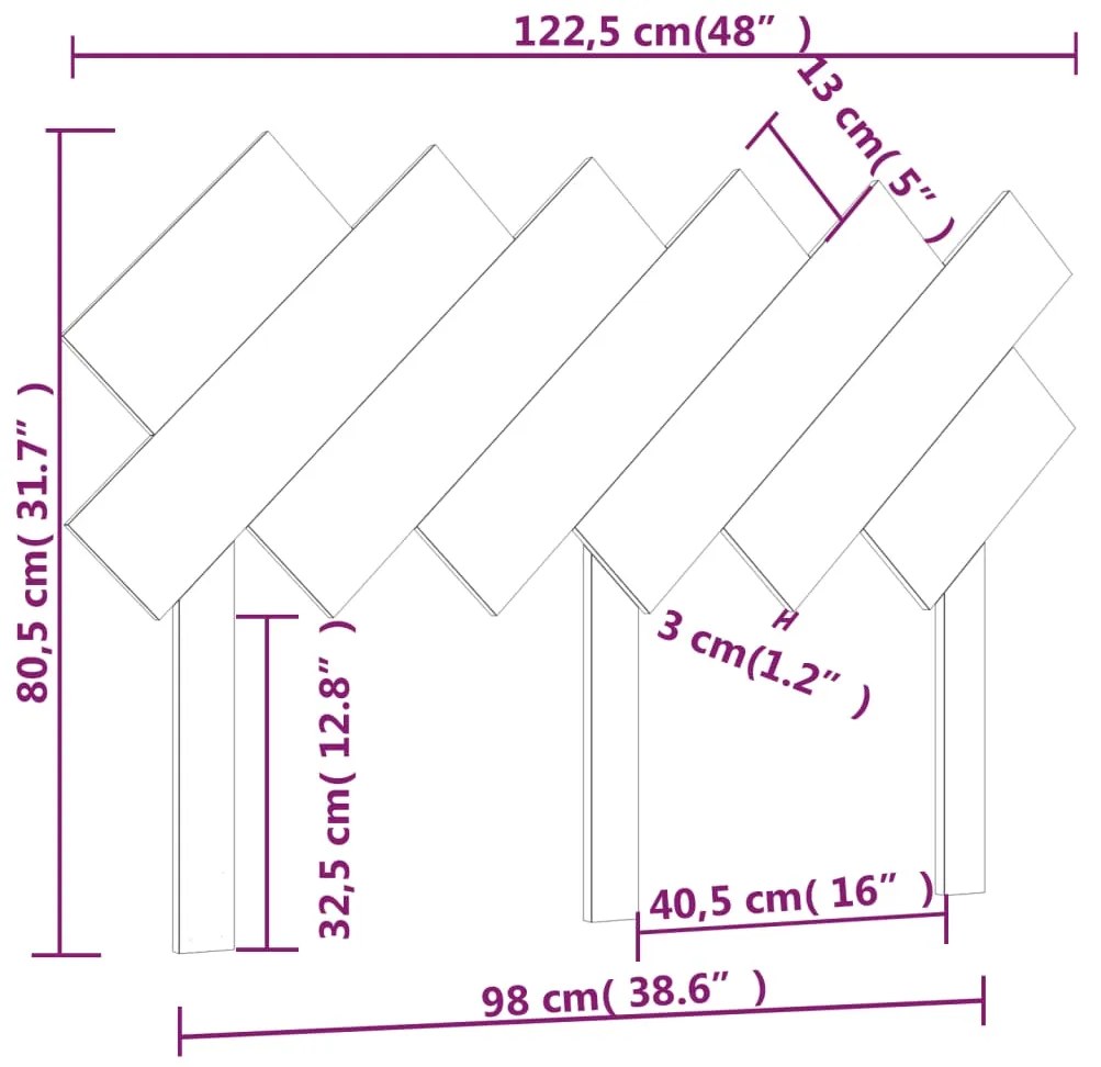 Cabeceira de cama 122,5x3x80,5 cm pinho maciço