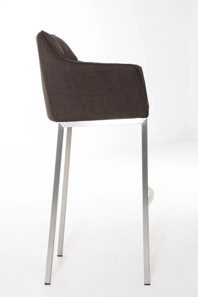 Banco de bar Damaso em tecido com estrutura prateada 64 x 110 x 48 cm Castanho
