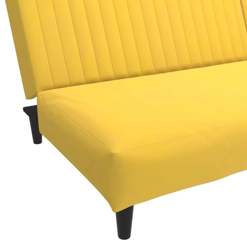 Sofá-cama de 2 lugares veludo amarelo