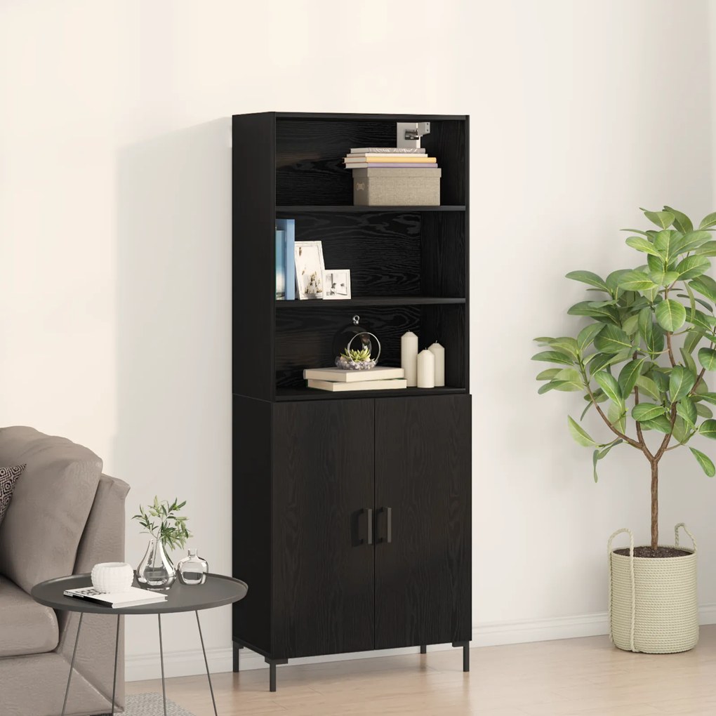 vidaXL Highboard Carvalho Preto 69.5x34x180 cm Madeira Engenheirada