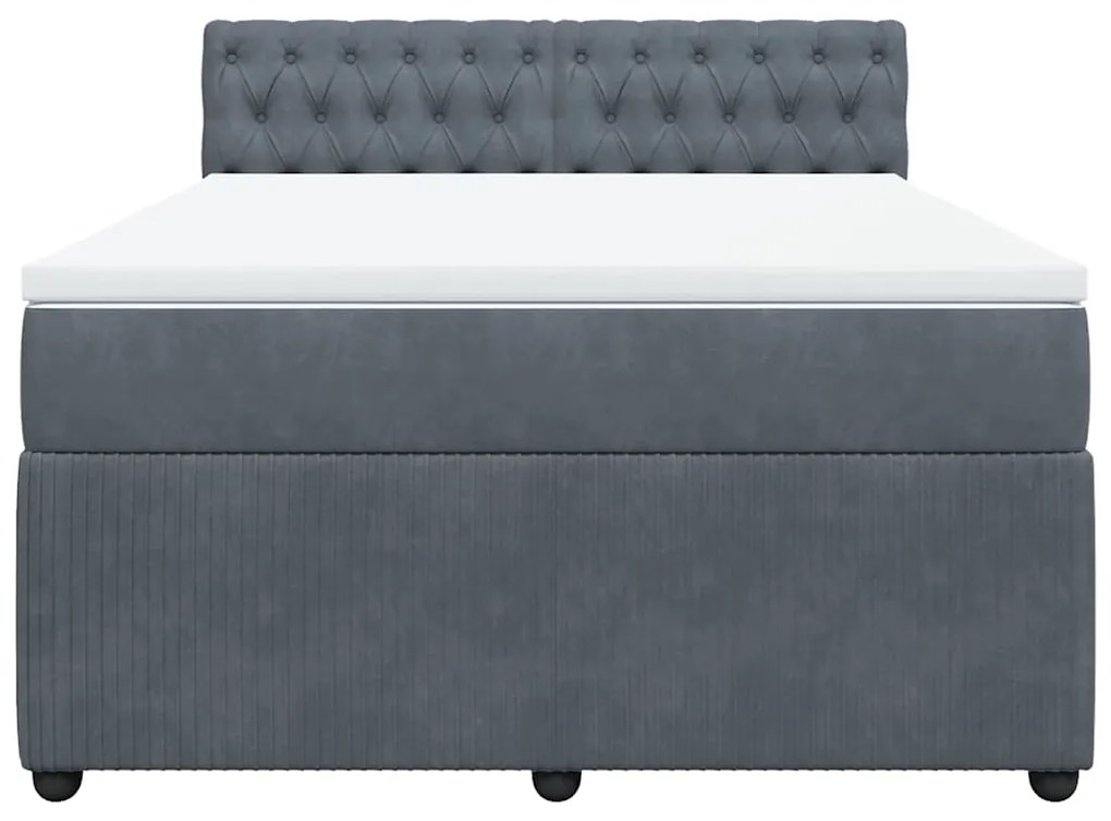 Cama com molas/colchão 160x200 cm veludo cinzento-escuro