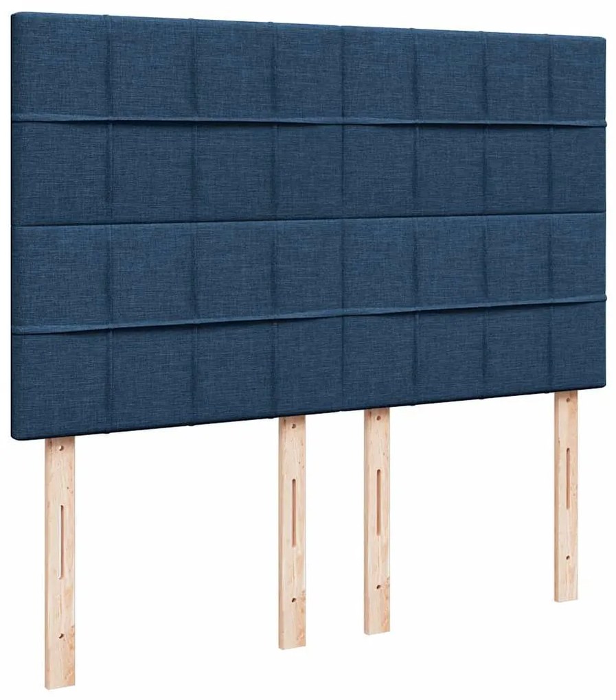 Cama com molas/colchão 160x200 cm tecido azul