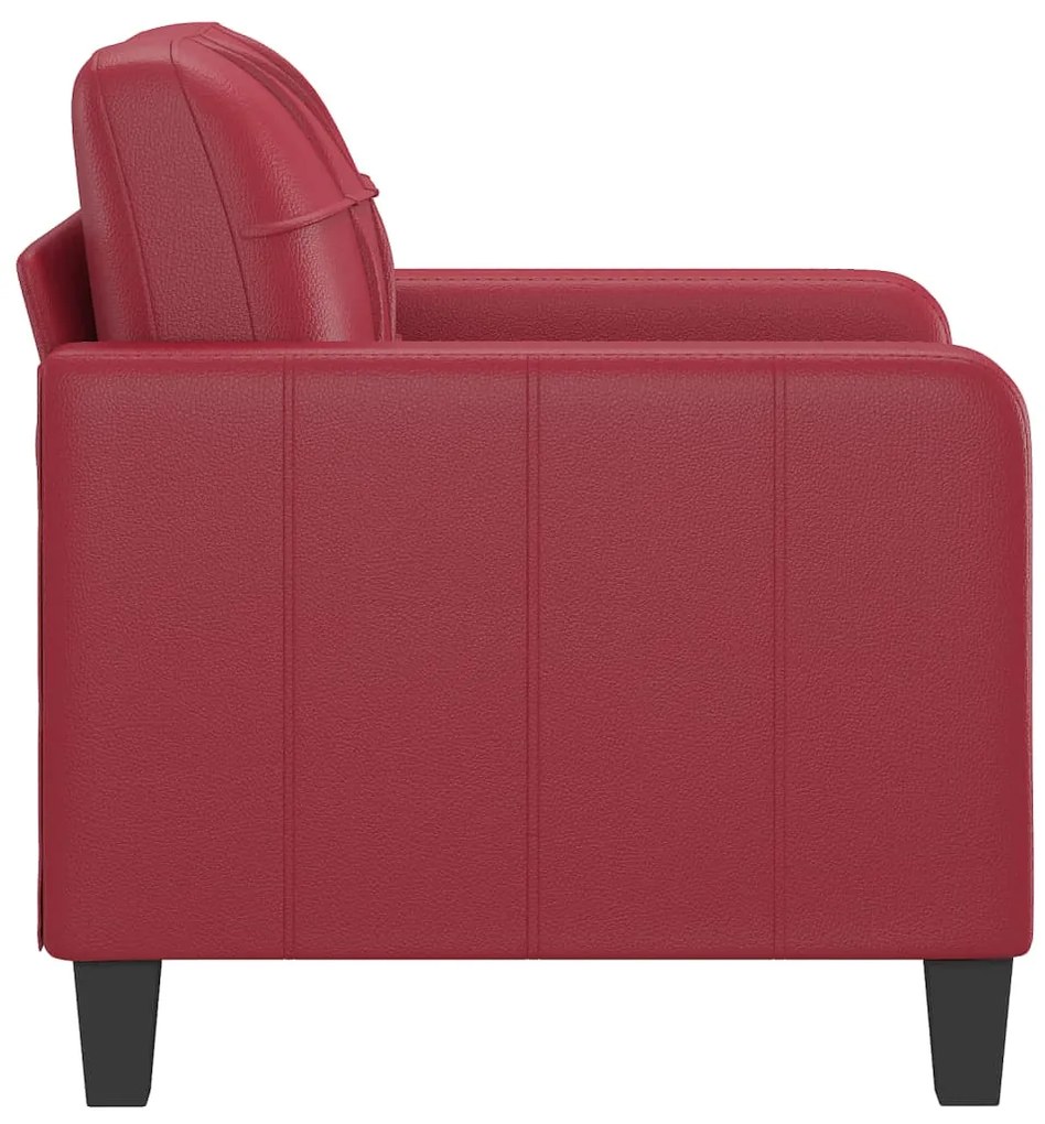 Poltrona 60 cm couro artificial vermelho tinto