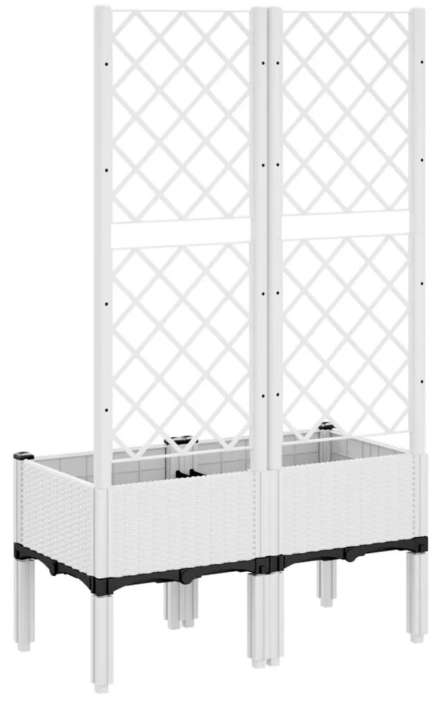 Vaso/floreira de jardim c/ treliça 80x40x142 cm PP branco