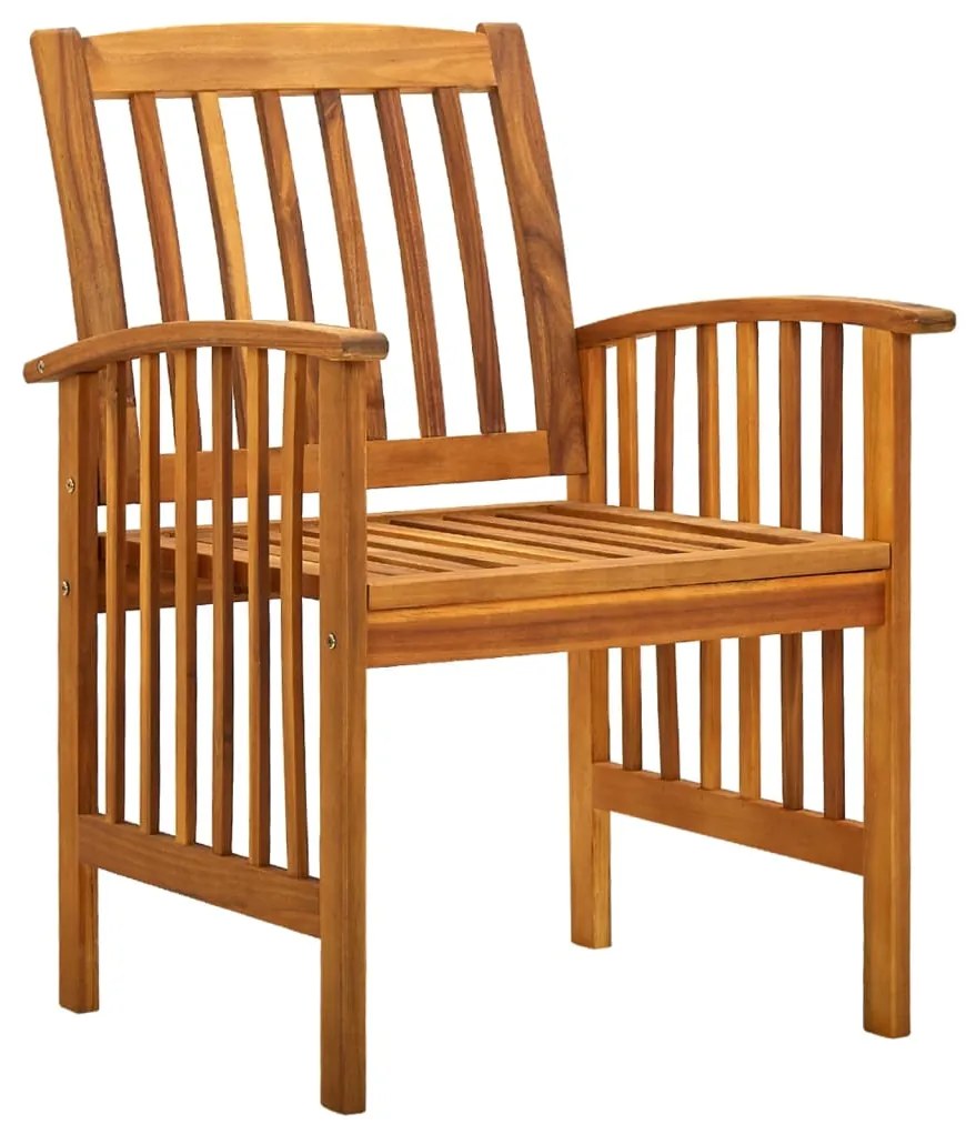 3 pcs conjunto de jantar p/ jardim c/ almofadões acácia maciça
