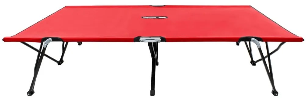 Espreguiçadeira/cama dobrável para 2 pessoas aço vermelho