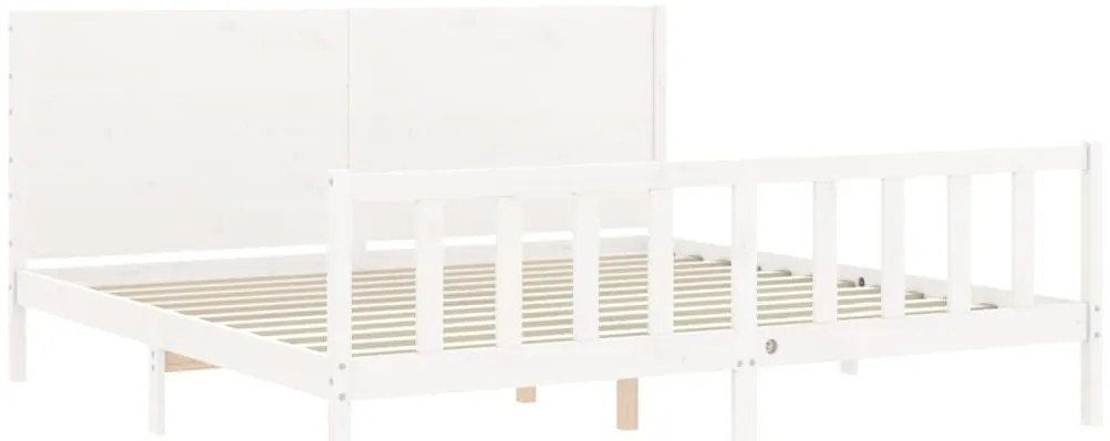 Cama sem colchão 200x200 cm madeira de pinho maciça branco