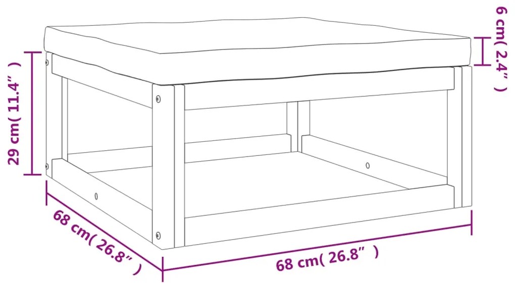 4pcs conj. lounge jardim madeira c/almofadões cinza-acastanhado