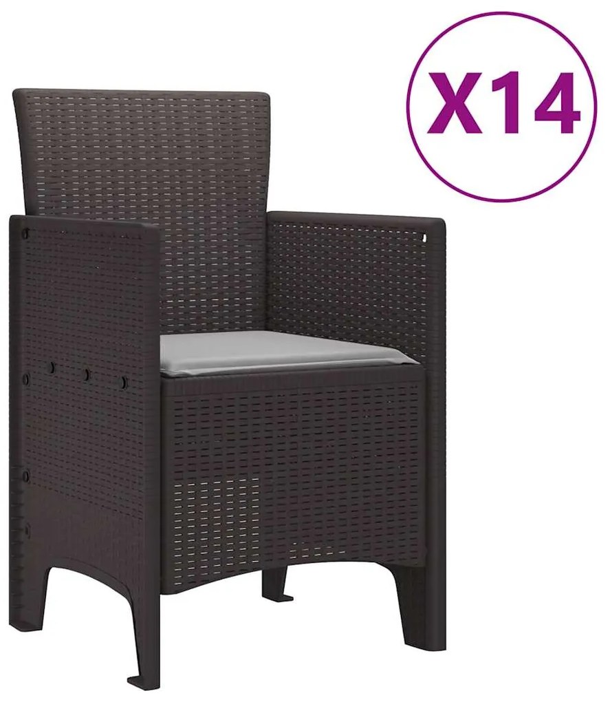 Conjunto de Jantar para Jardim 15 pcs Castanho Largo
