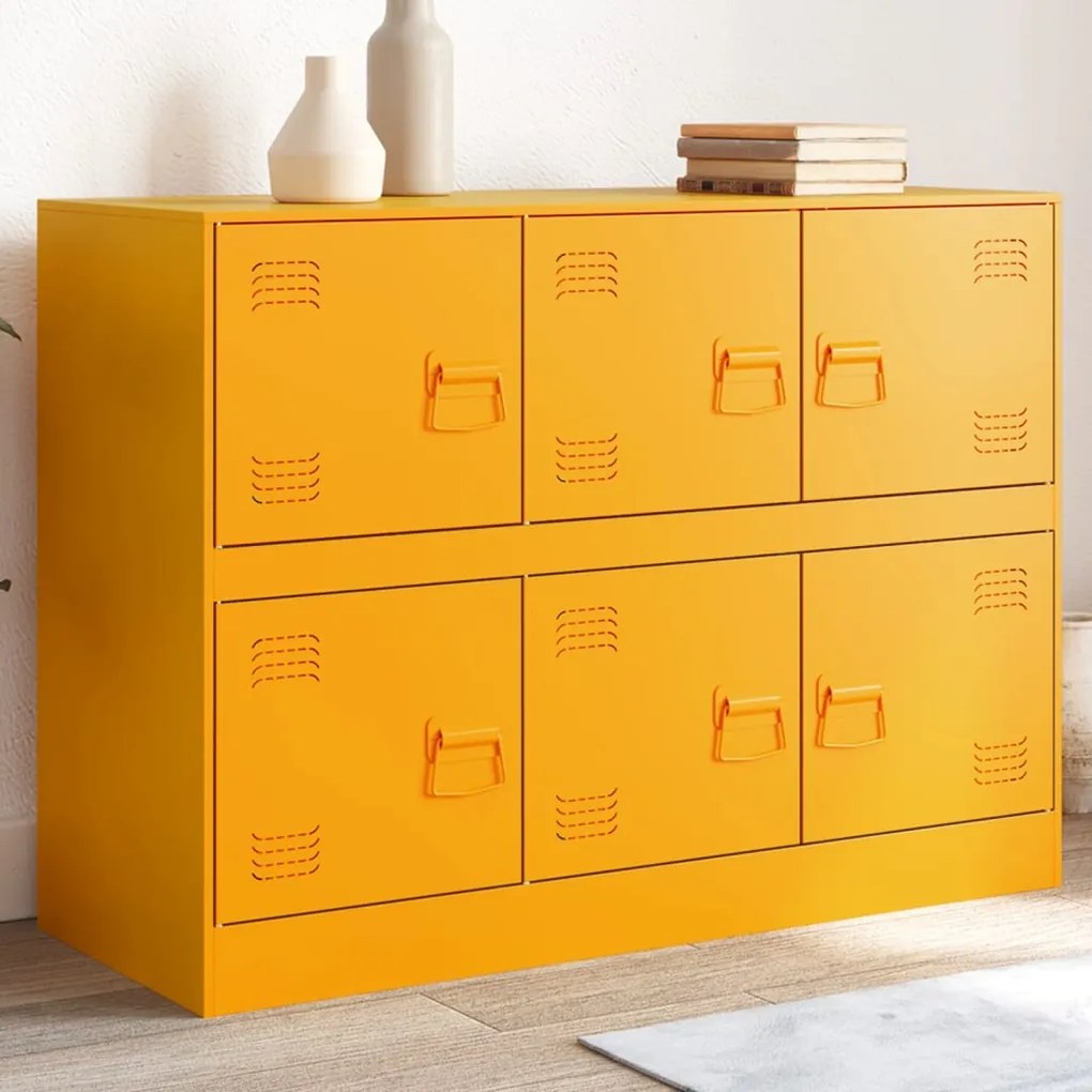 vidaXL Aparador 99x39x73 cm aço amarelo mostarda
